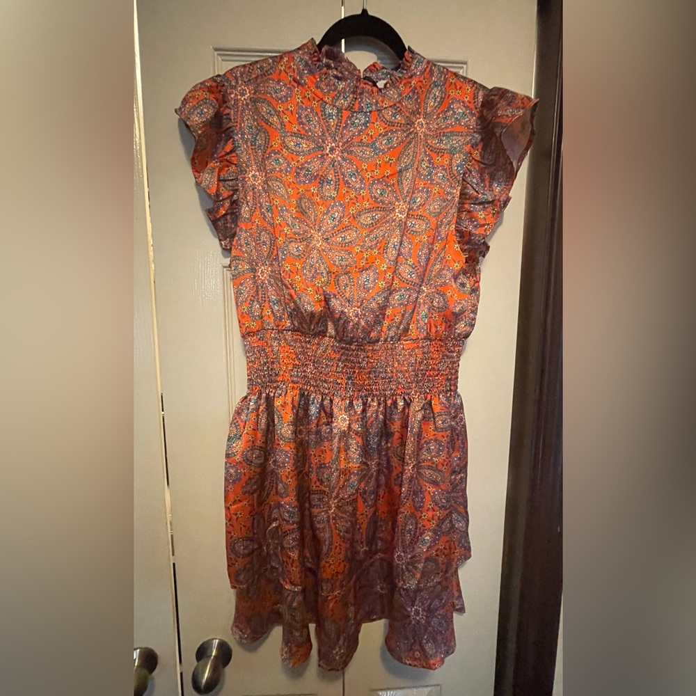 Thml satin printed xl mini dress never worn